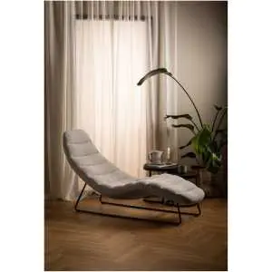 Longchair in beige stof met mat zwart staal Longchair in beige stof met mat zwart staal