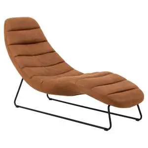 Chaise longue 156 cm, cuir Kentucky brandy et structure acier