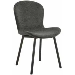Chaise de salle à manger, tissu gris foncé, acier noir
