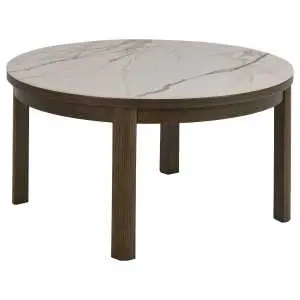 Ronde salontafel Ø90 cm met keramiek in crème