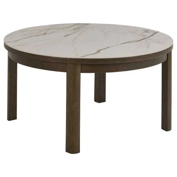 Ronde salontafel Ø90 cm met keramiek in crème