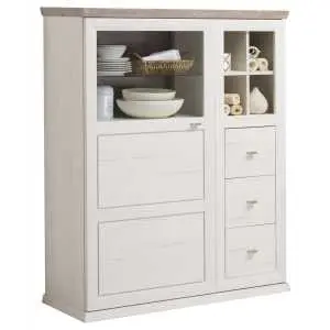 Vitrine, décor pin Aurelio avec accents gris