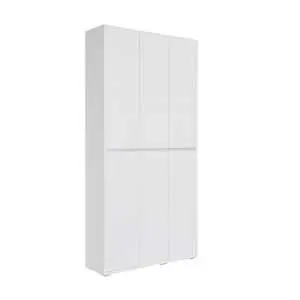 Armoire à chaussures 210 cm, décor blanc, 6 portes et 20 étagères