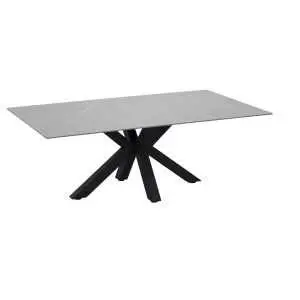 Table basse 120 cm, céramique et piètement noir mat