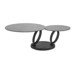 Uitschuifbare salontafel met keramiek op veiligheidsglas