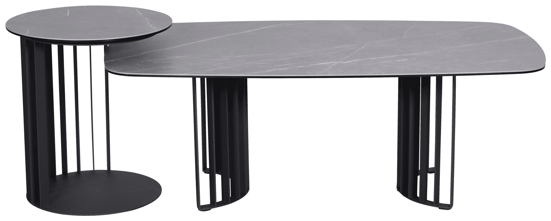 Salontafel van 120 x 70 cm met grijs keramisch blad