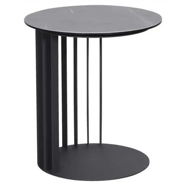 Ronde bijzettafel Ø45 cm met grijs keramisch blad