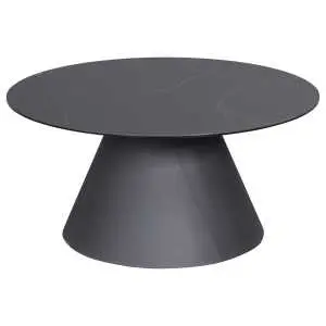 Ronde salontafel met keramiek op glas