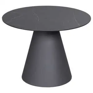 Table d'appoint 60 cm, plateau en céramique et piètement en métal anthracite