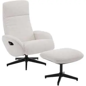 Relaxzetelset in beige cord met hocker