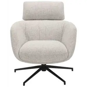 Beige relaxfauteuil in stof met zwarte stervoet Beige relaxfauteuil in stof met zwarte stervoet