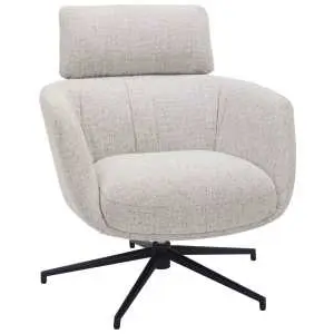 Beige relaxfauteuil in stof met zwarte stervoet