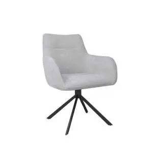 Chaise 62 x 84 x 59 cm, tissu gris clair et pied pivotant