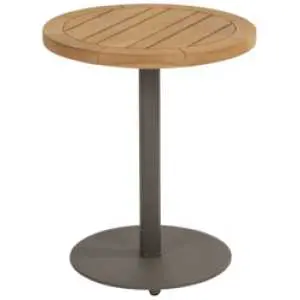 Natuurlijke teak bijzettafel met alu voet