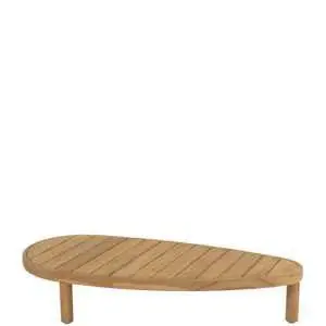 Table basse 125 x 63 cm, teck massif, avec finition pebble naturelle