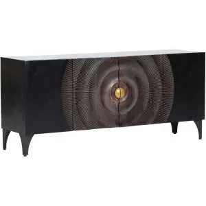 Dressoir in zwart acaciahout met 4 deuren