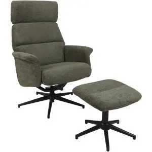 Relaxzetelset met hocker in groene stof