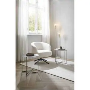 Fauteuil in witte teddy-stof met draaifunctie Fauteuil in witte teddy-stof met draaifunctie