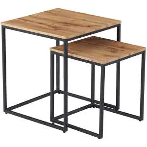 Bijzettafelset van 2 in eikenlook