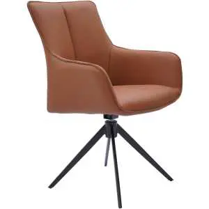 Armstoel in cognac leder