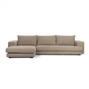 3-zit met chaiselongue links in beige stof