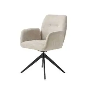 Fauteuil Roxana, revêtement coloris sable, piétement métal pivotant et inclinable