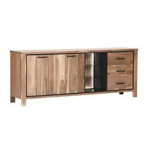 Sideboard met glasdeur en LED in acacia