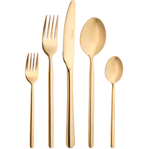 Promotions 92 Set de couverts 30 pièces, acier inoxydable doré