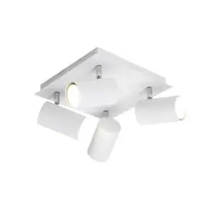 Spot de plafond, métal blanc, avec 4 points lumineux GU10
