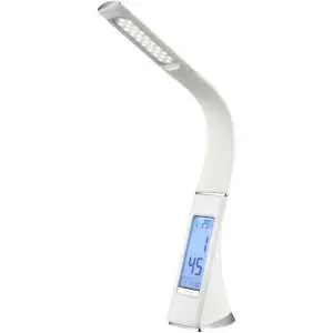 Lampe de bureau 50 cm, effet cuir blanc, LED variable