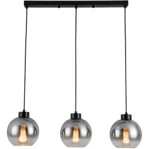 Hanglamp aluminium met rookglas, 3xE27 - 72 x 18 x 120 cm