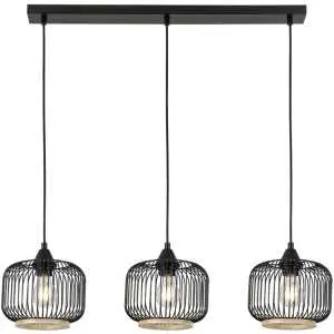 Hanglamp zwart met naturel details