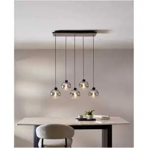 Hanglamp met akoestisch paneel en 5xE27