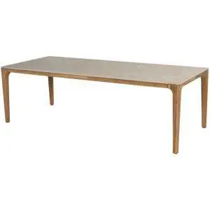Table à manger 240 cm, piètement en teck et plateau céramique