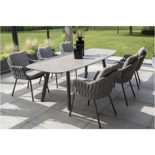 Eettafel voor buiten met keramisch blad 240x103 antraciet - 1240-1523 Eettafel voor buiten met keramisch blad 240x103 antraciet - 1240-1523