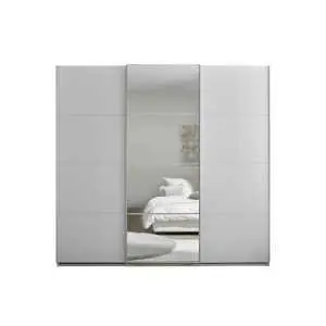 Kleerkast in wit decor met 1 spiegeldeur (215 cm)