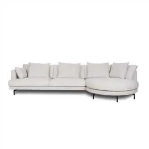 Promoties 11 Hoeksalon met roundcorner links in lichtbeige stof