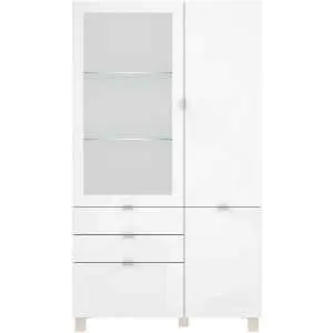 Vitrine 190,7 cm, blanche avec verre optiwhite, porte à droite