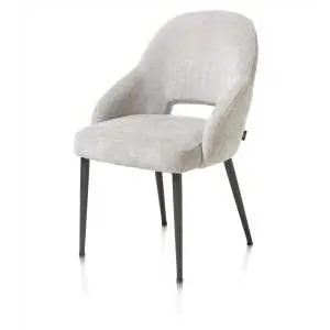 Chaise, tissu coloris galet, avec piètement métallique graphite