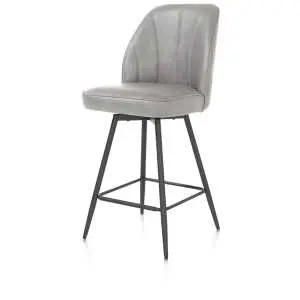 Tabouret de bar 100 cm, tissu gris clair pivotant