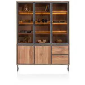 Buffet 160 cm, avec portes vitrées et finition bois