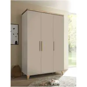 Armoire 135 cm, 3 portes, cashmere/chêne mauvella