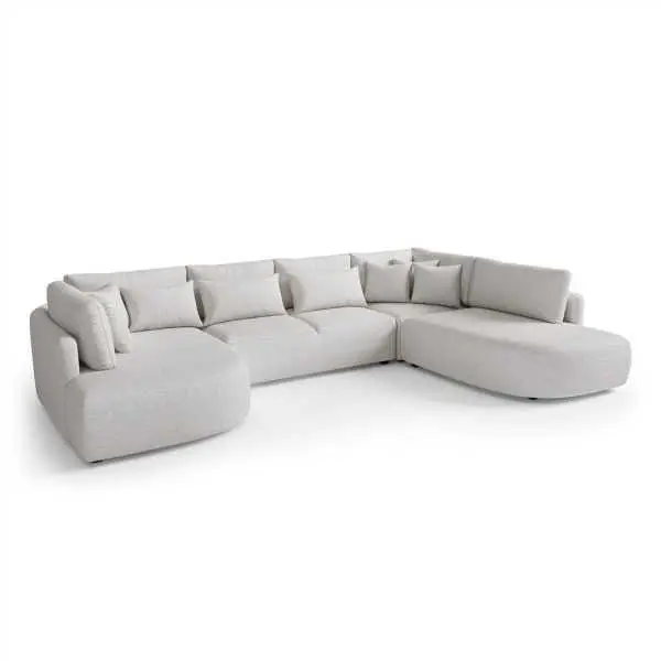 Crèmekleurige hoekzetel stof Taro – hoek rechts – 380 cm