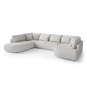 Salon en U 380 cm, angle gauche, tissu crème Taro