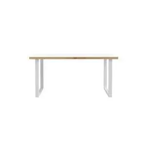 Bureautafel van 160 cm in wit en artisan eik