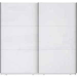 Schuifdeurkast 220 cm breed in wit en hoogglans wit - 220,1 x 209,7 x 61,2 cm