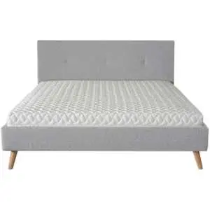 Lit tapissé 160 x 200 cm, tissu résistant, avec tête de lit 82 cm et matelas