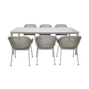 Aluminium tuintafel met beige keramiekblad 160 x 95 cm