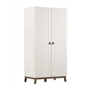 Armoire 2 portes, clay/noyer MDF et pin massif