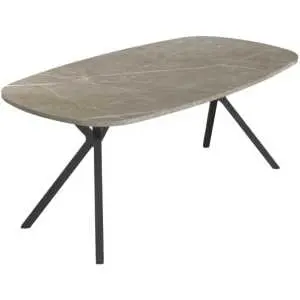 Deens ovale eettafel 180 x 100 cm met HPL marmor Lugano